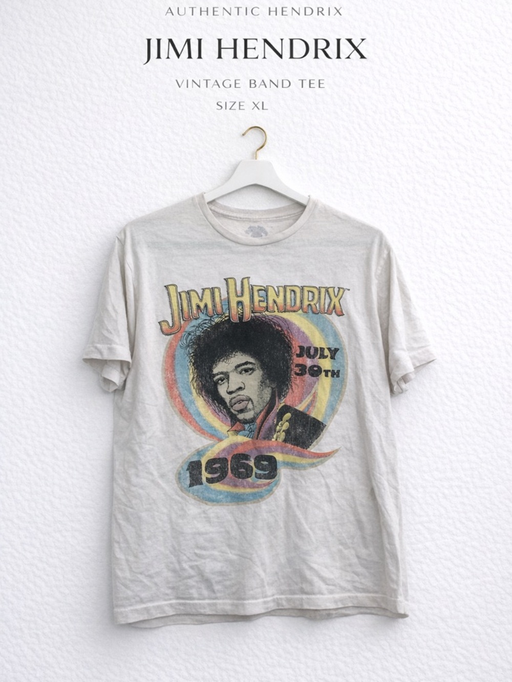 Jimi Hendrix Vintage Graphic Tee 1969 Band Shirt Retro Psychedelic XL